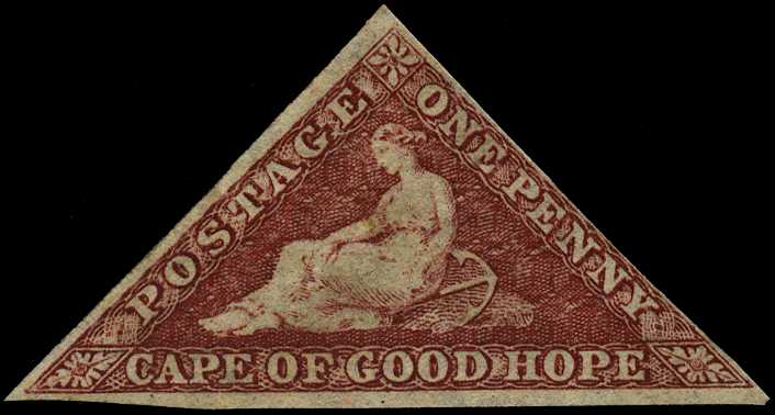 1864 1d deep brown-red with small margins,...