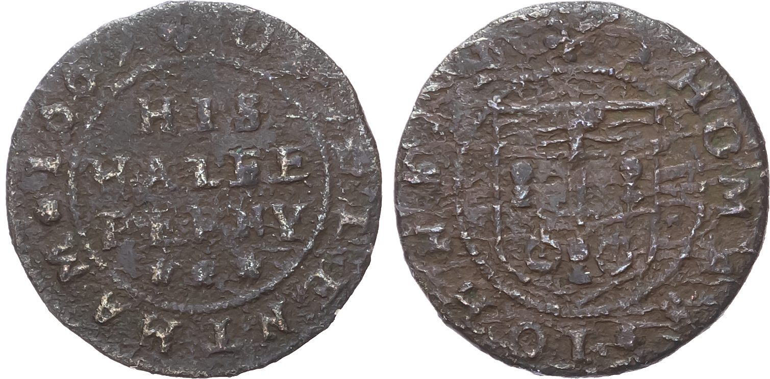 Lincolnshire, Glentham, Thomas Johnson, Halfpenny 1669, Bakers’ Arms, 2.30gm. (N –; BW. 94).