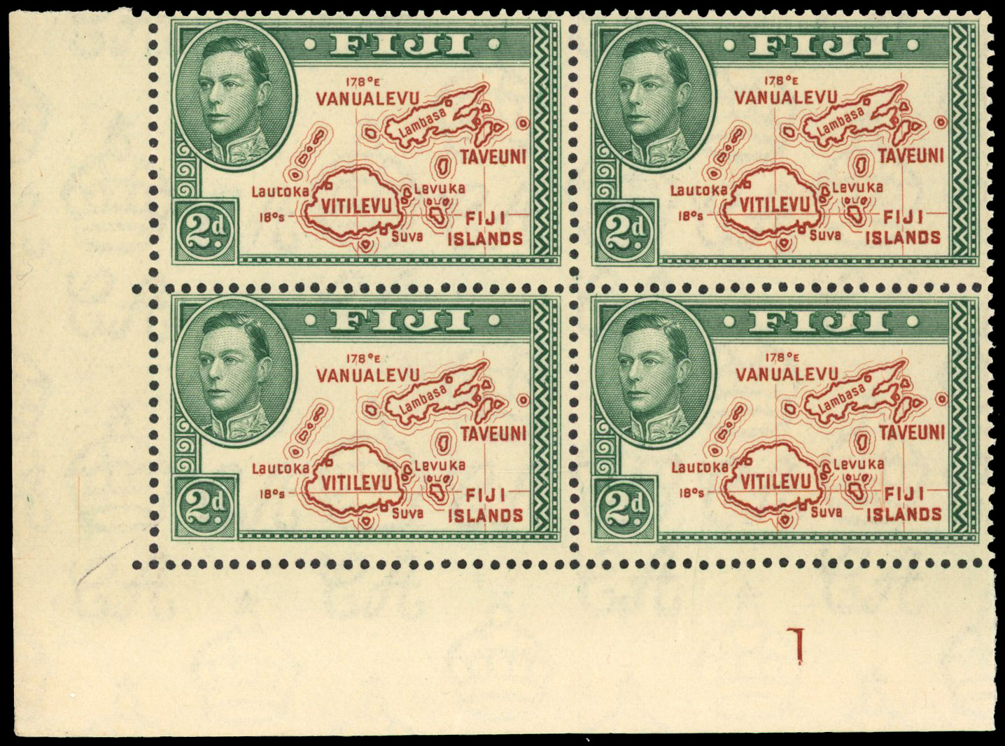 Fiji SG 253, a Plate block mint