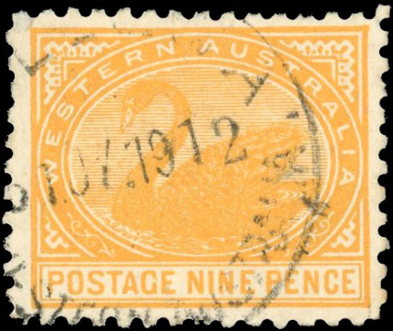 Western Australia SG 157b 1905-12 9d orange watermark upright used