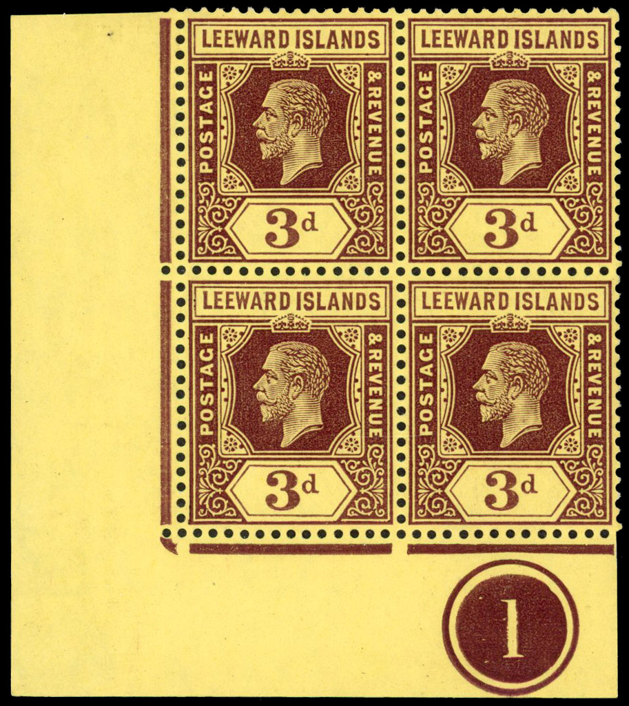 Leeward Islands SG 51a Plate block mint