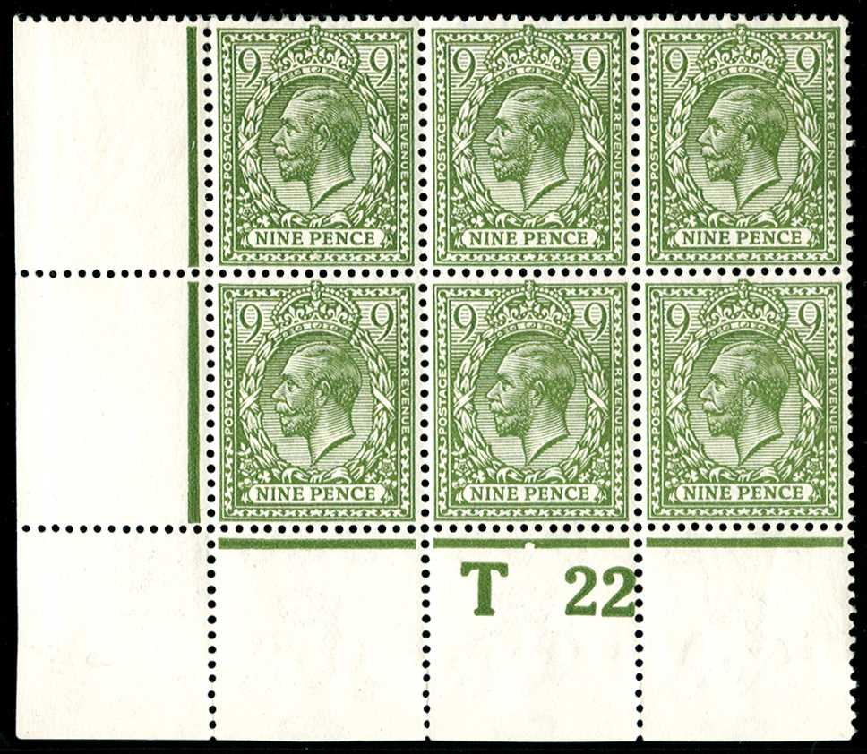 1922 9d Deep olive-green. Very fine unused...
