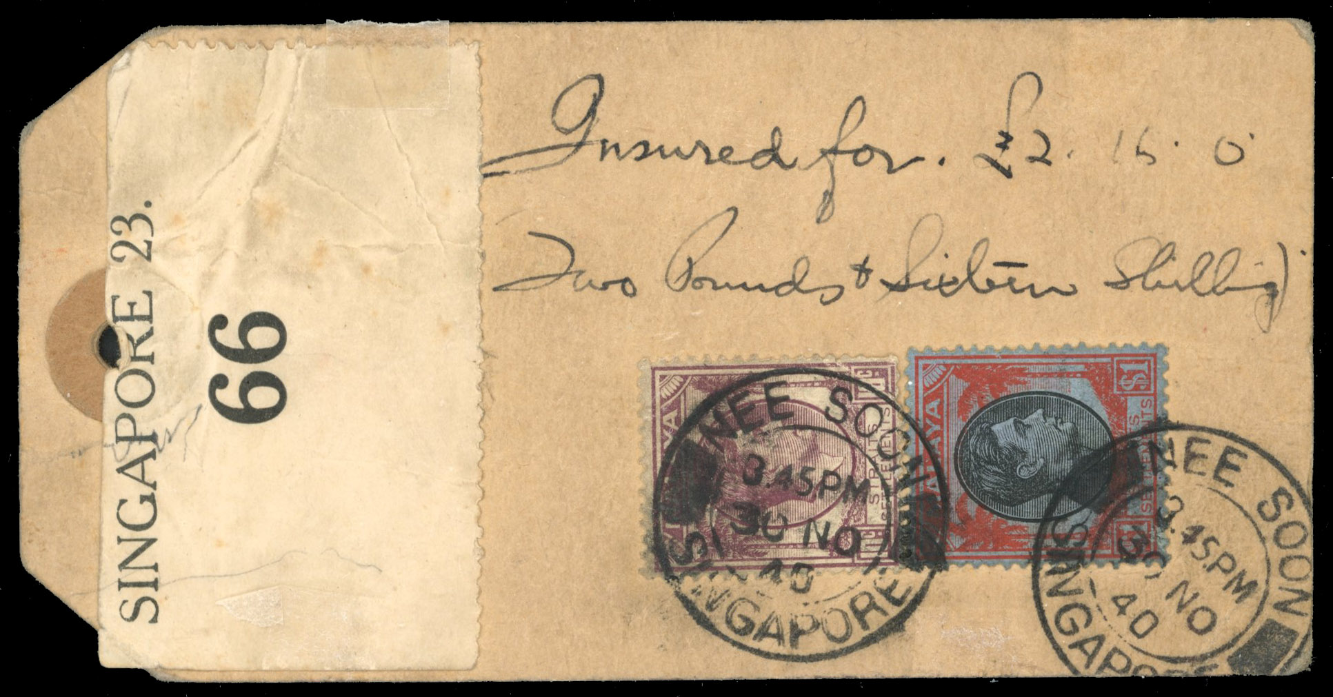 Malaya group of four 1940s items of postal history