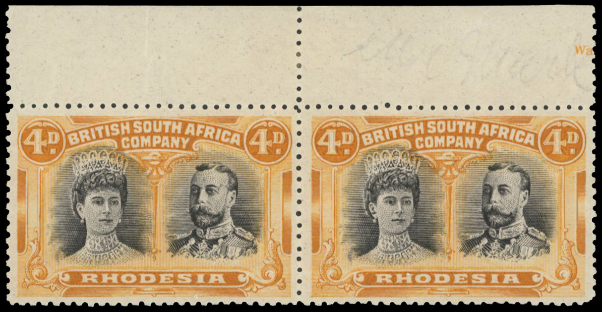 4d brown-purple and orange SG 139 pair, position 2 gash in ear mint