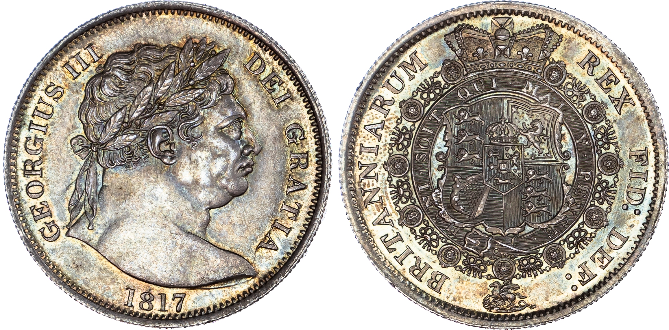 George III (1760-1820), 'Bullhead' Halfcrown, 1817