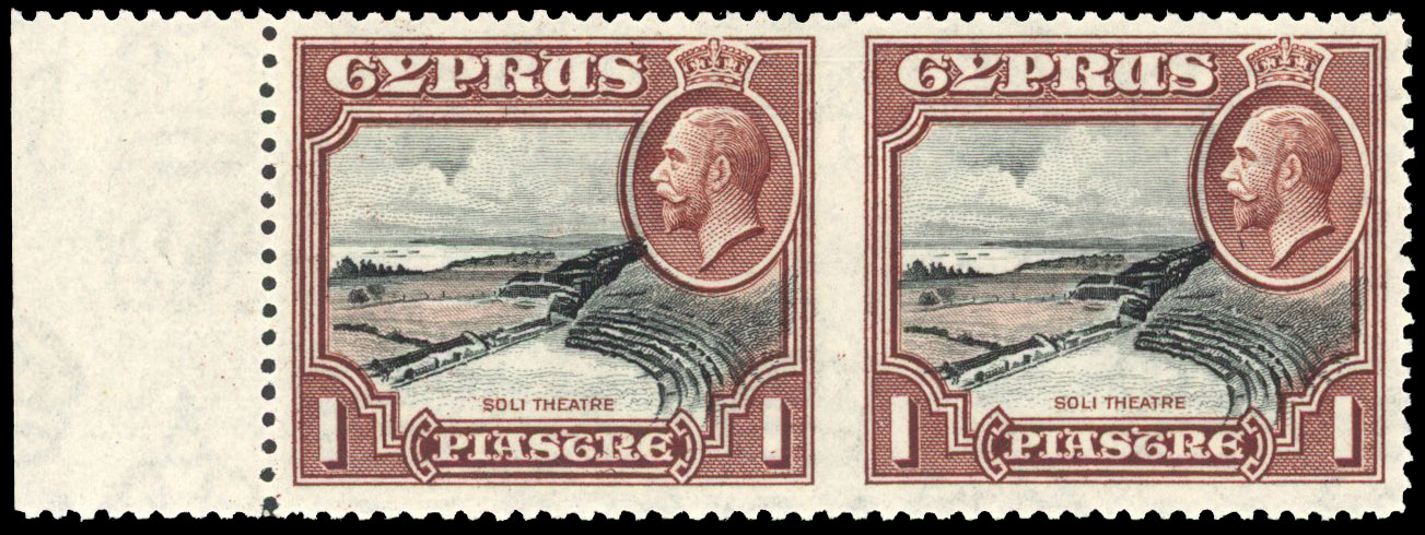 Cyprus 1934 1pi horizontal pair imperf between