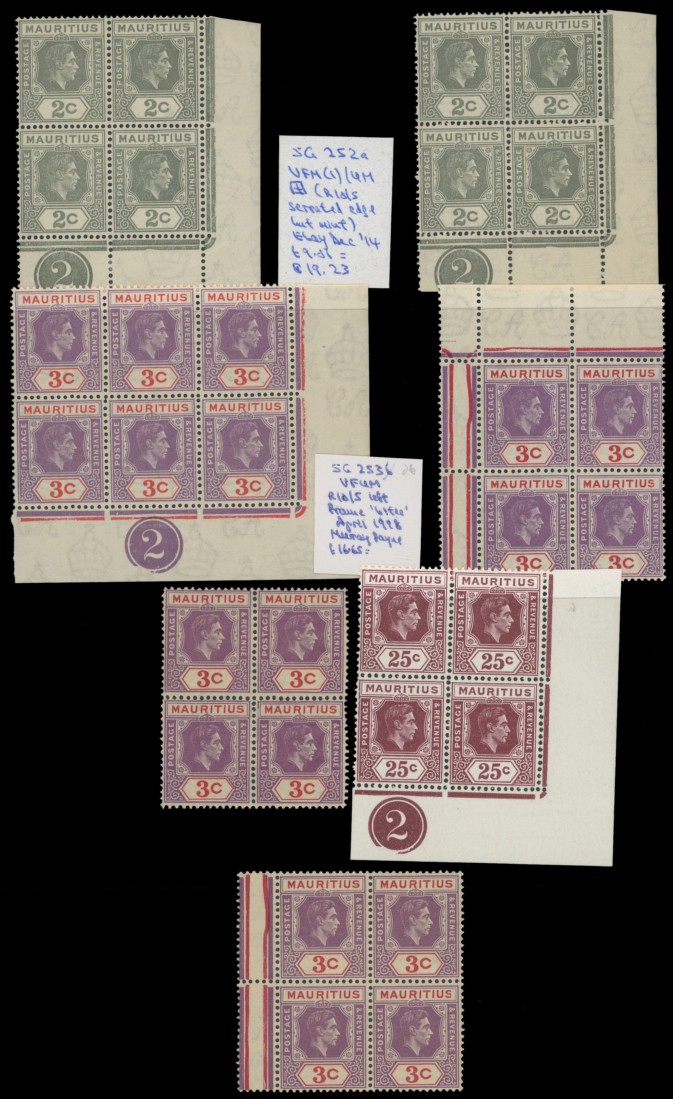 Mauritius KG VI multiples mint