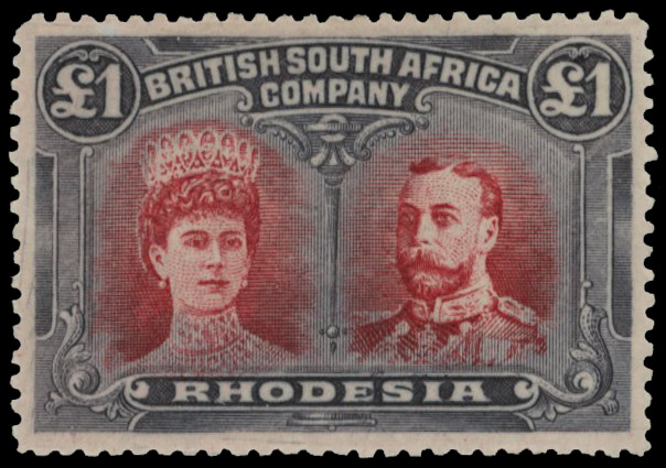 £1 carmine-red and bluish black SG 165, position 40 mint