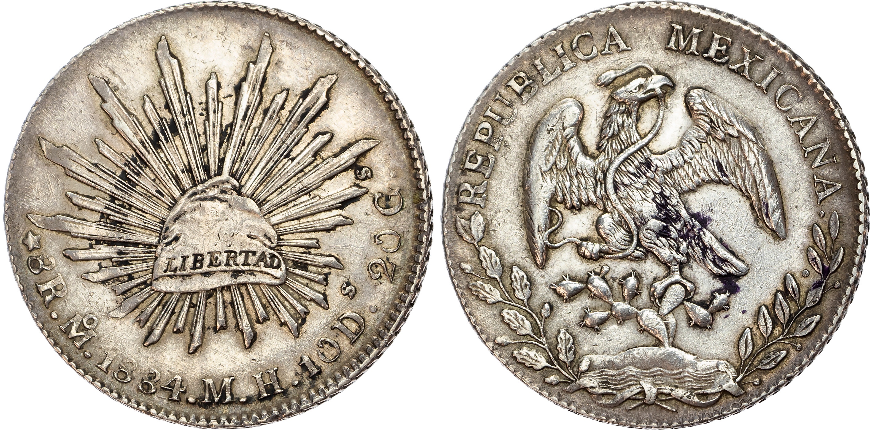 Mexico, silver 8 Reales, 1884