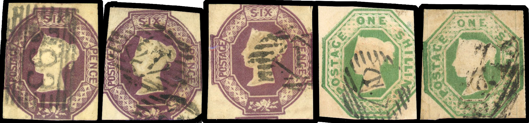 Great Britain 1847-54 Embossed issues selection in an envelope