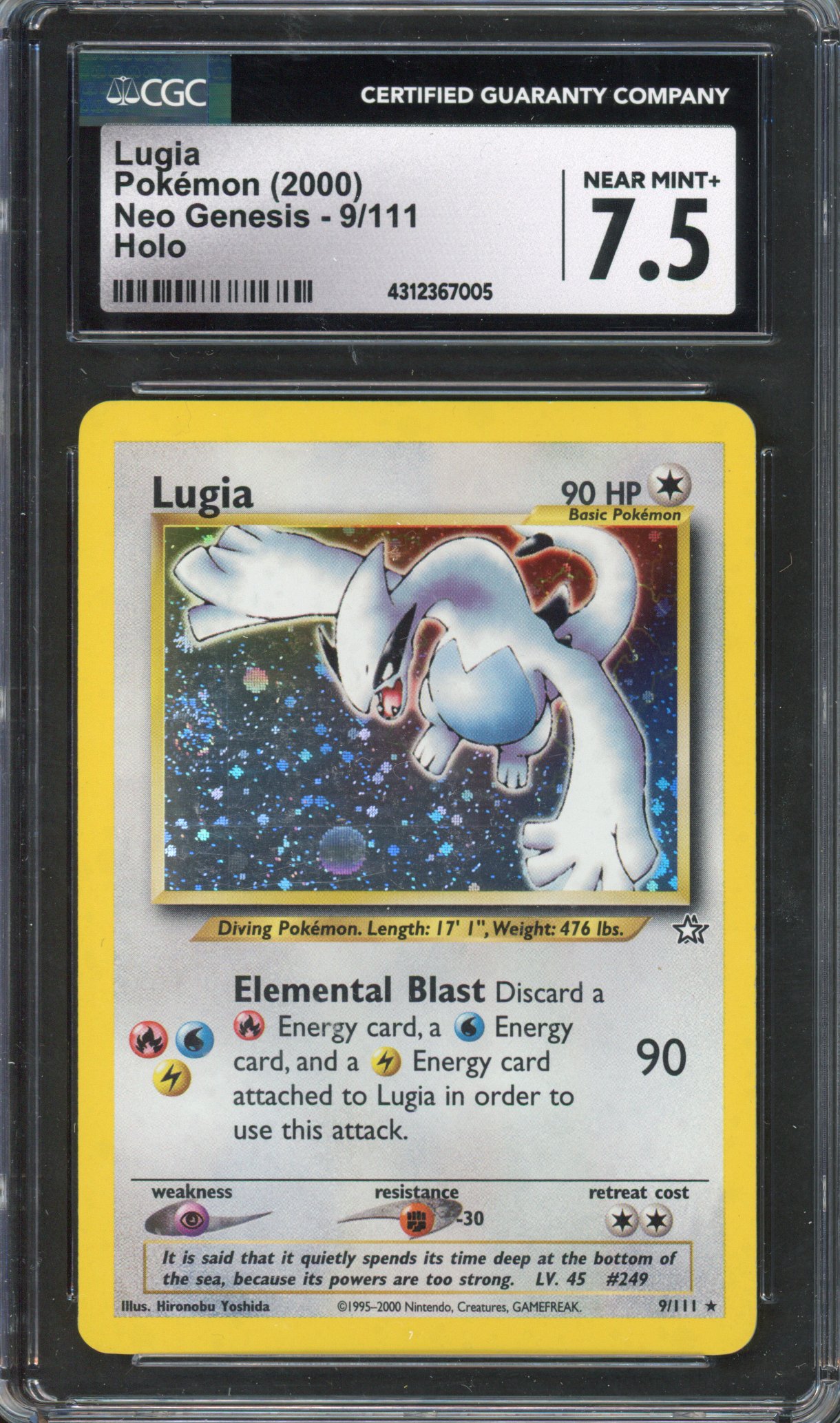 Pokémon TCG - CGC 7.5 Lugia Neo Genesis NEAR MINT+ 
