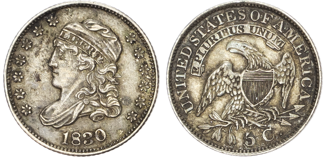USA, Capped Bust silver Half Dime, 1830