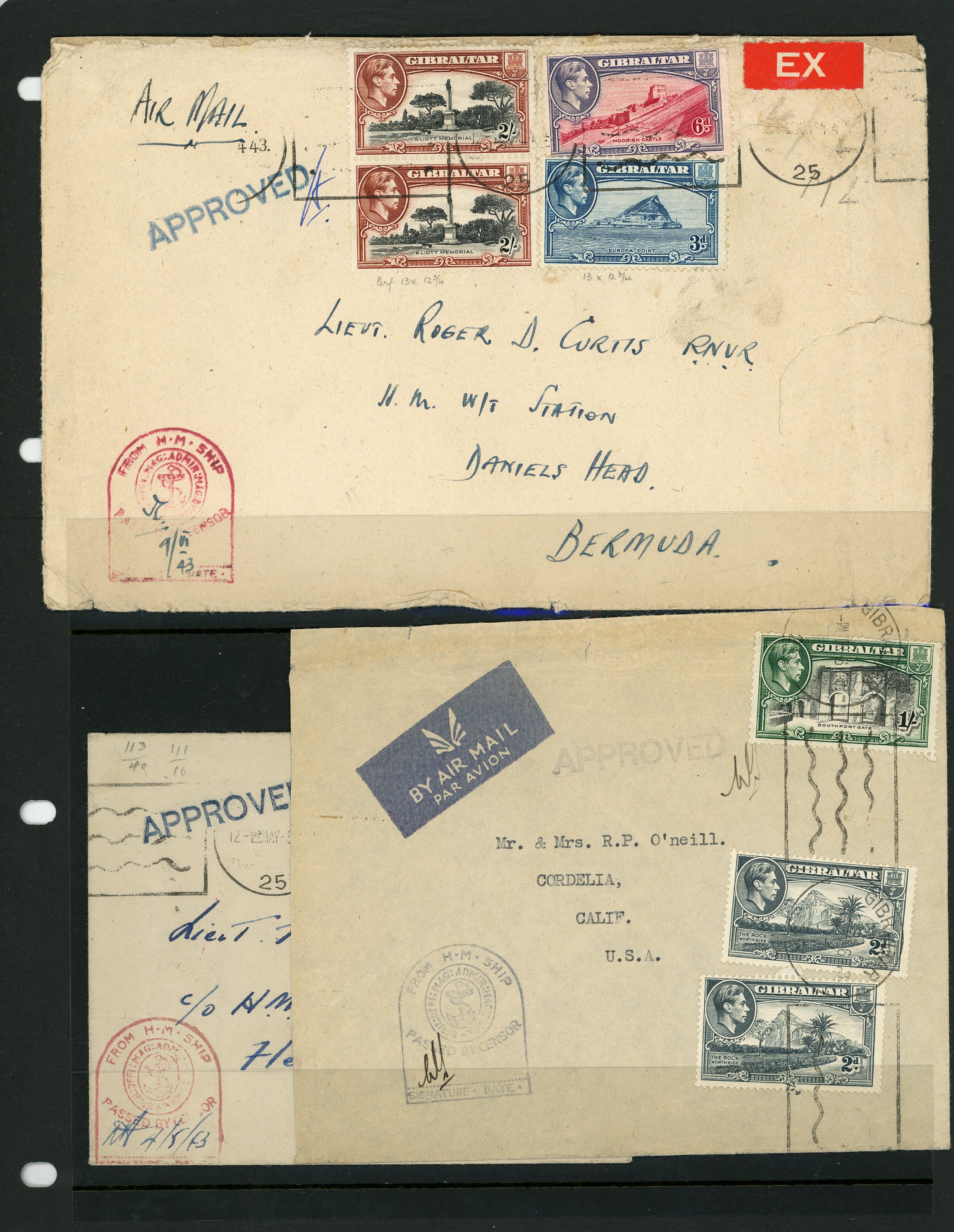 Gibraltar WW2 covers with Chief Censor markings