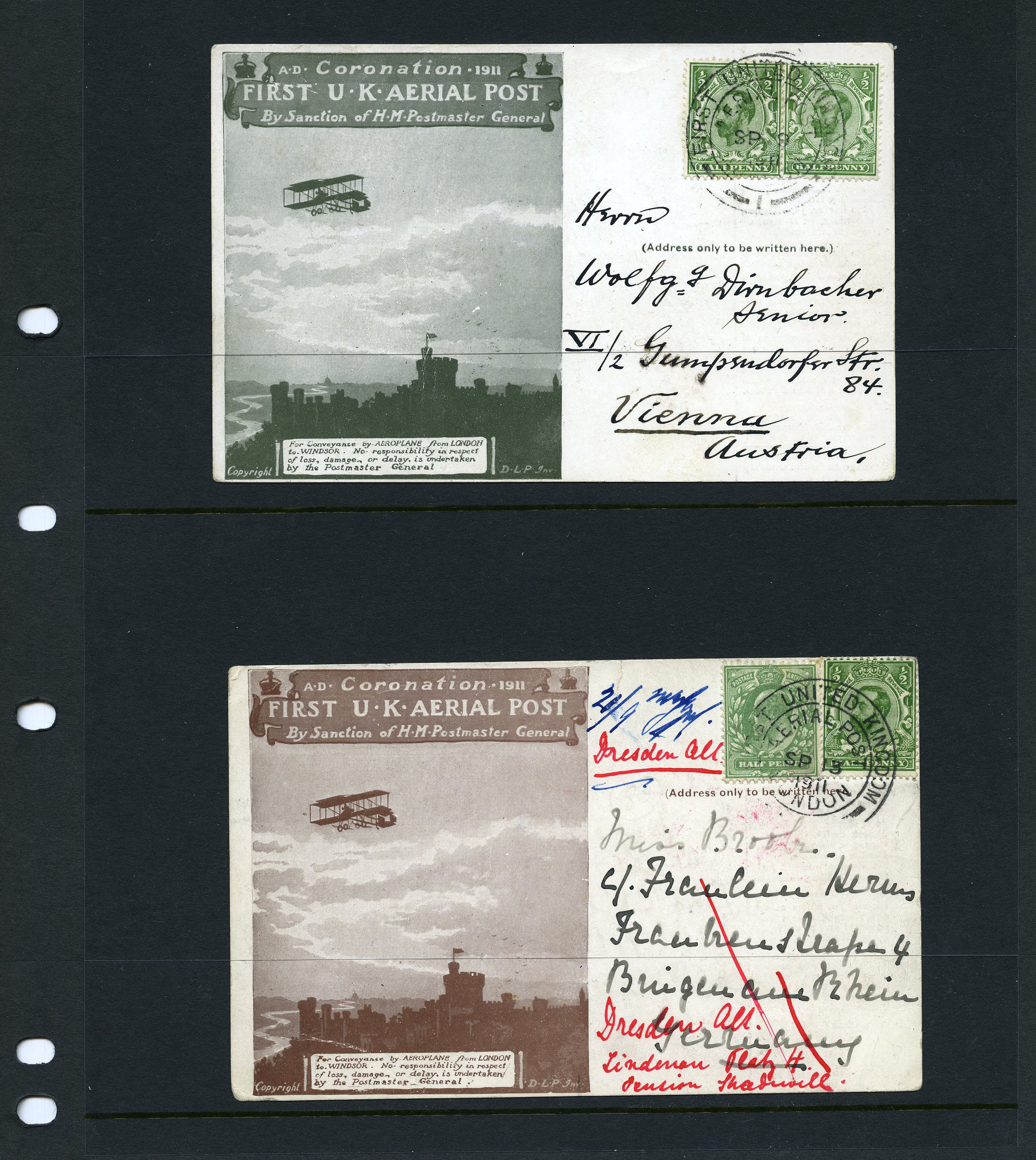 1911 FIRST U.K. AERIAL POST:...