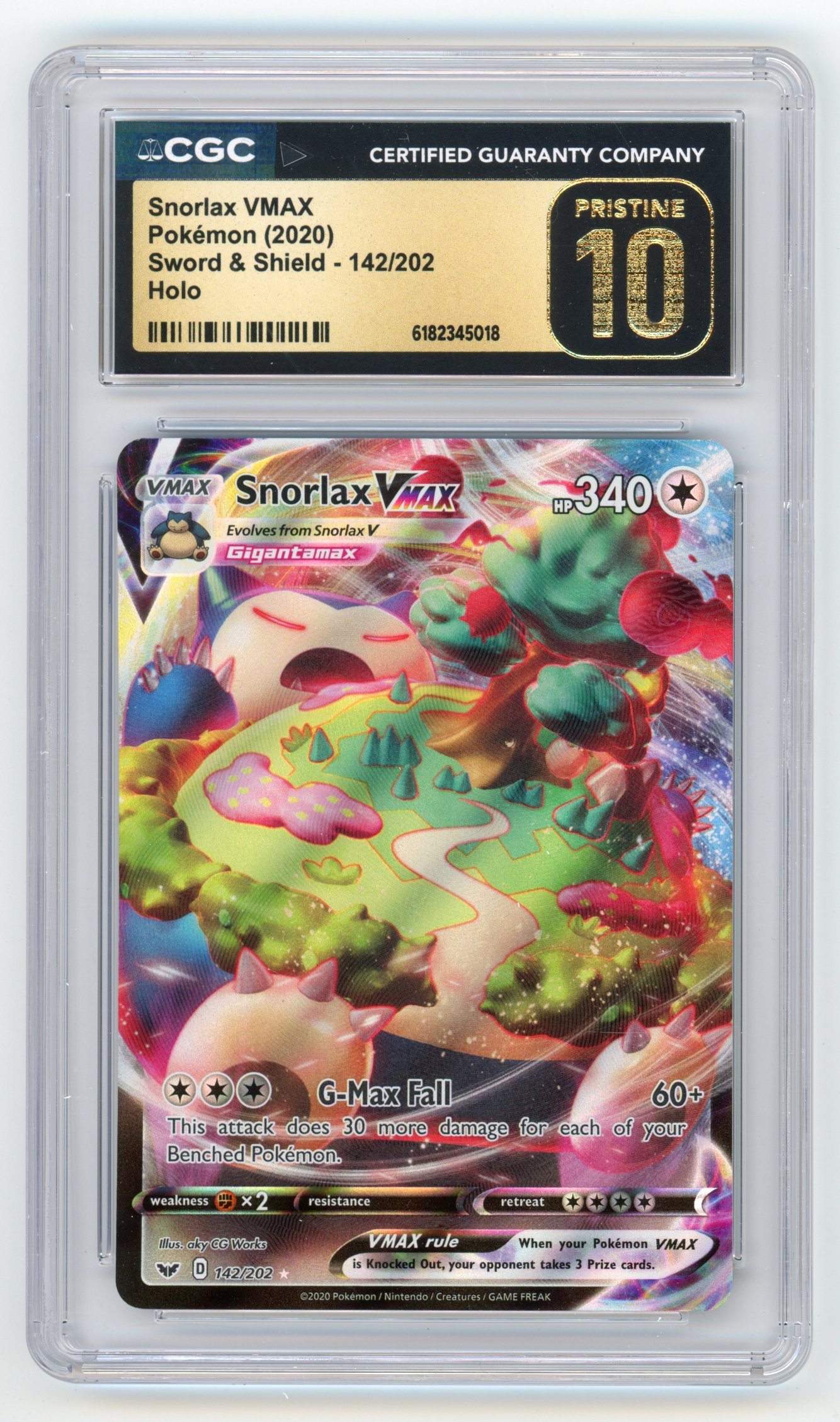 CGC PRISTINE 10 Snorlax VMAX #142 Holo (2020) Sword & Shield