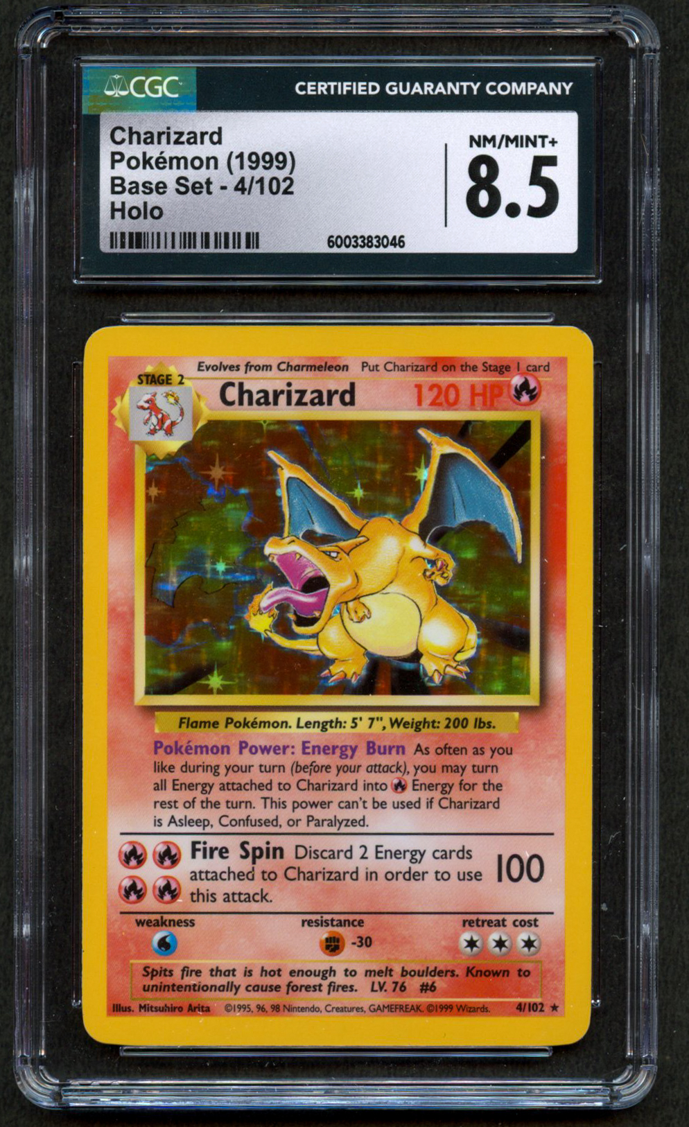 CGC 8.5 Charizard Unlimited - Base Set (1999)
