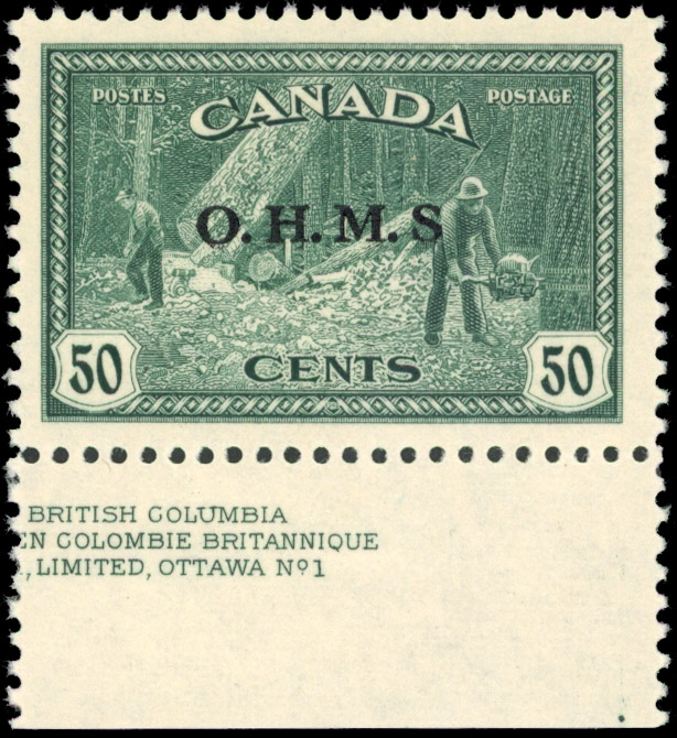 Canada SG O169a 50c no stop after 'S' mint