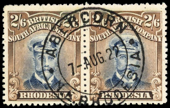 Rhodesia 2/6d SG 302 pair Abercorn CDS
