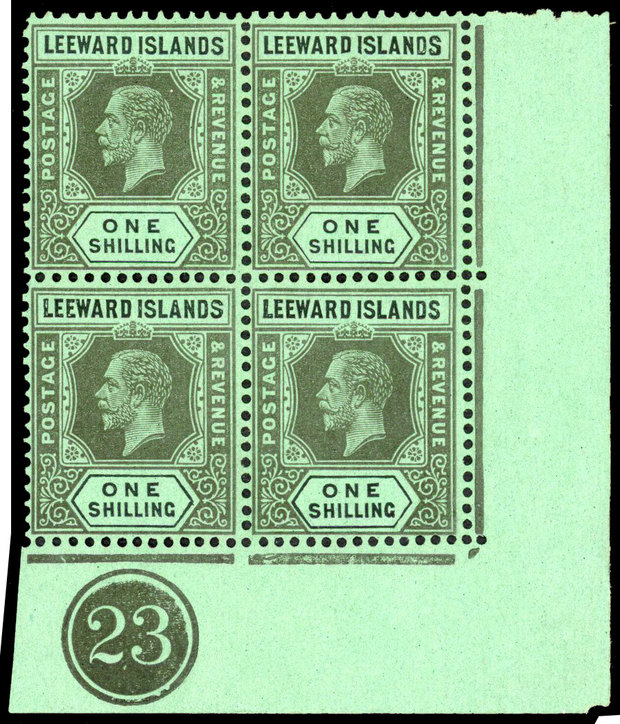 Leeward Islands SG 87, a Plate block mint