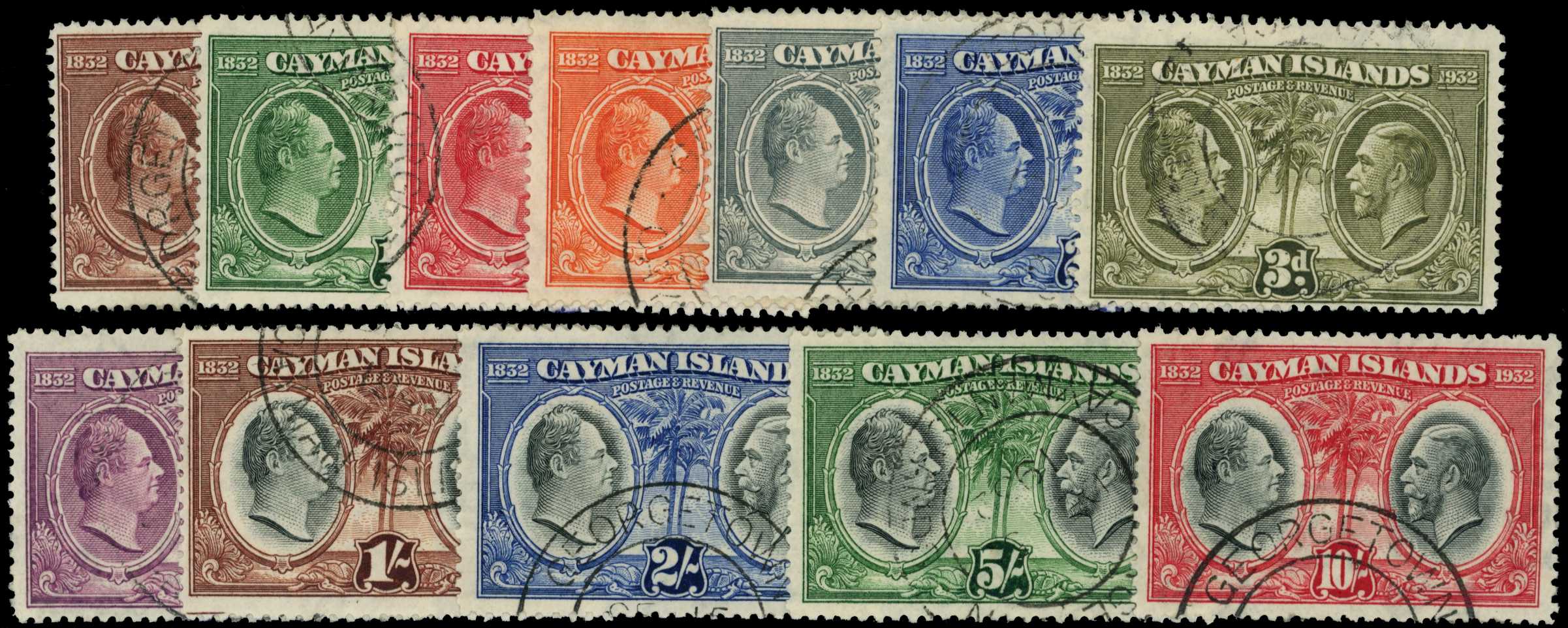 1932 Centenary set of twelve to 10/- black...