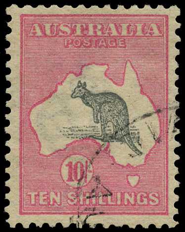 1913 First Watermark: 10/- grey and pink, Die...