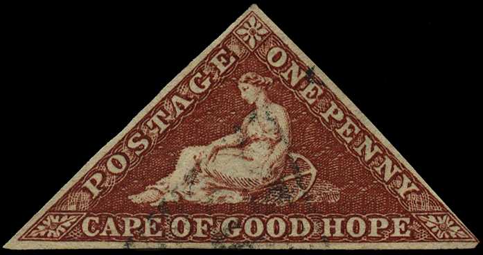 1864 1d deep brown-red with small margins,...
