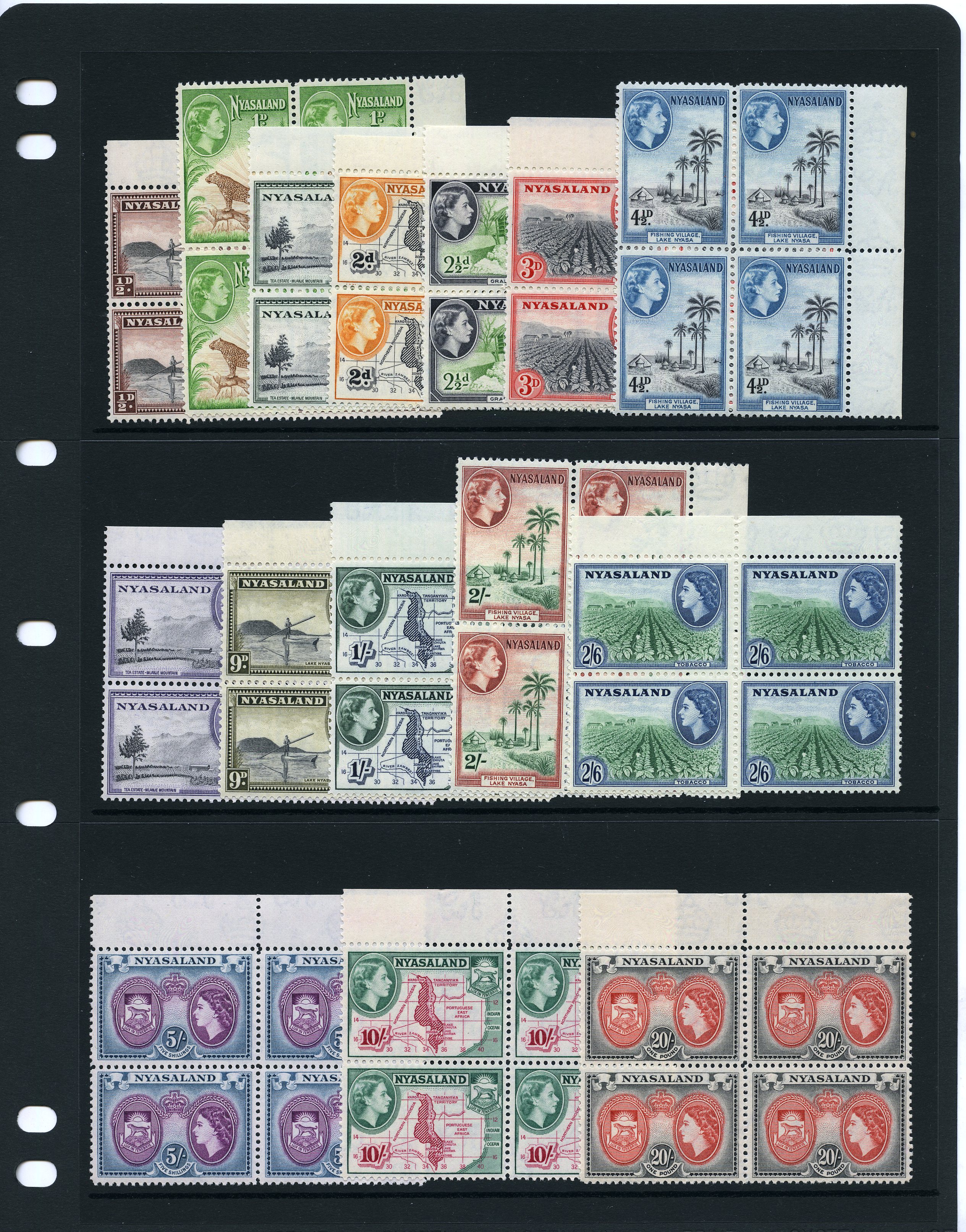 1953 set of fifteen in unmounted o.g. blocks...