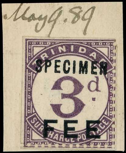 Fee: 1889 3d dull purple opt 'SPECIMEN' type...