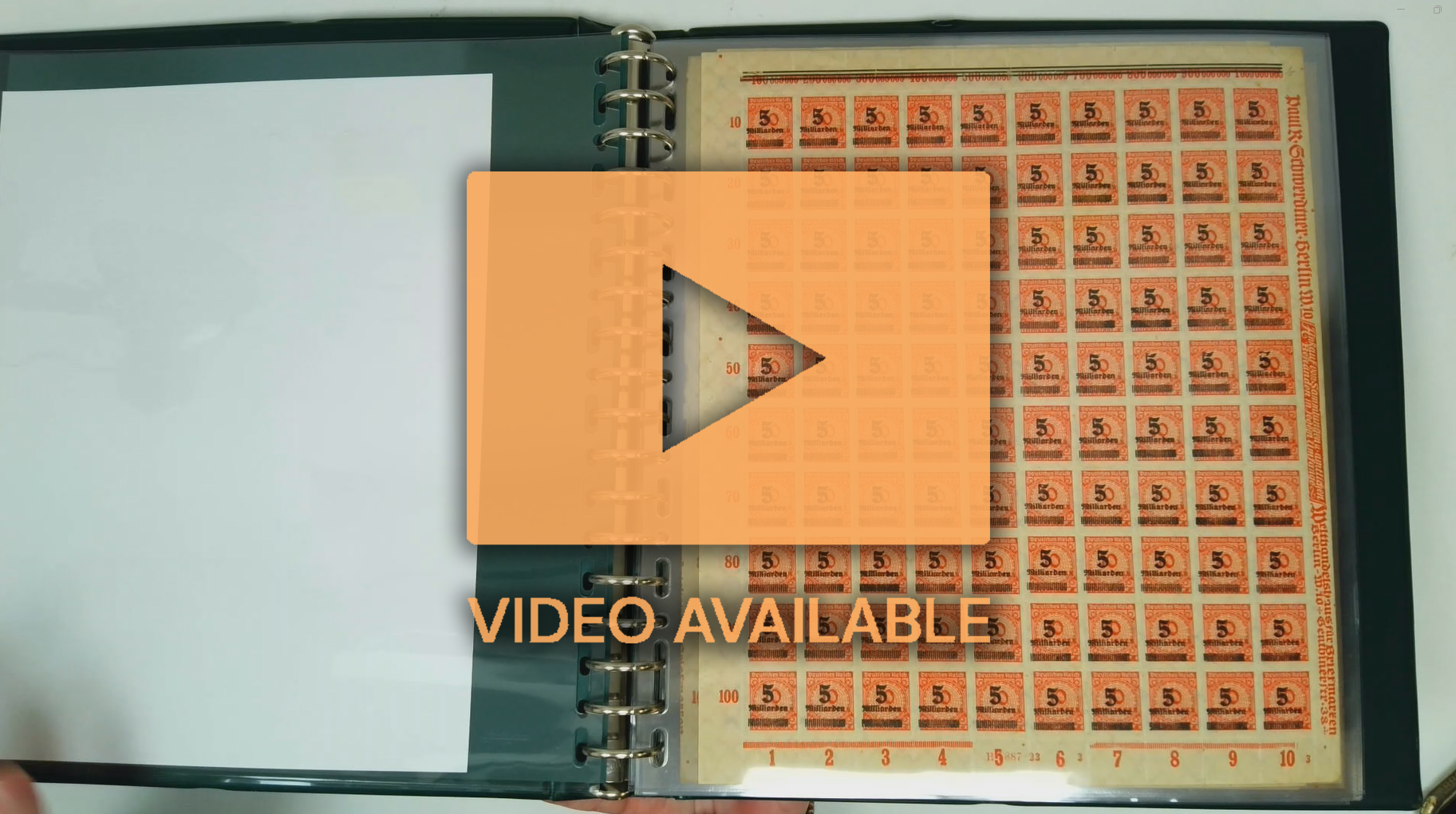 Germany 1923 roulette 5Mrd on 10 Mio M rouletted sheets