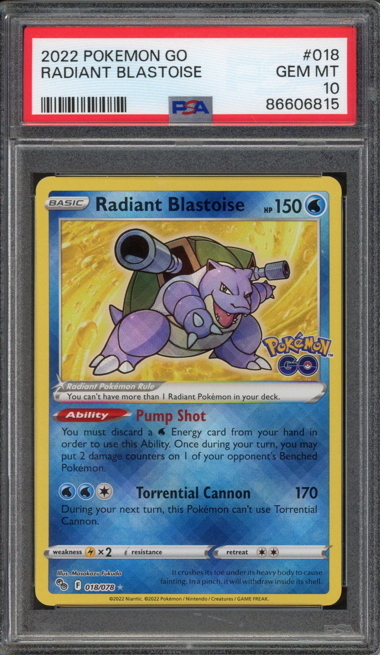Pokémon TCG - PSA 10 Radiant Blastoise - Pokemon Go 2020