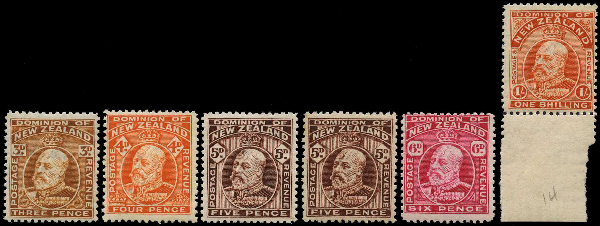 1909-16 Single watermark perf 14 (line) set...