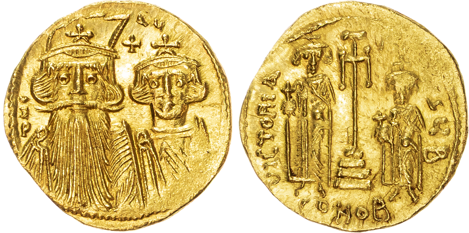Constans II, with Constantine IV (AD 654-668), AV Solidus, Constantinople, 4.17g. 