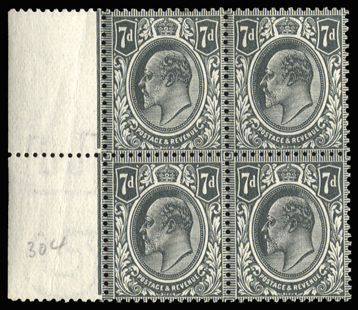 GB SG 305 1912 7d deep slate-grey block mint