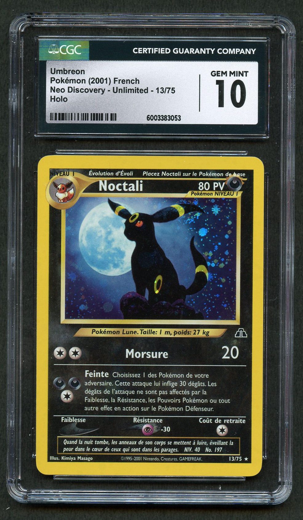 CGC 10 Umbreon - Neo Discovery FRENCH - Population 1 [Noctali]