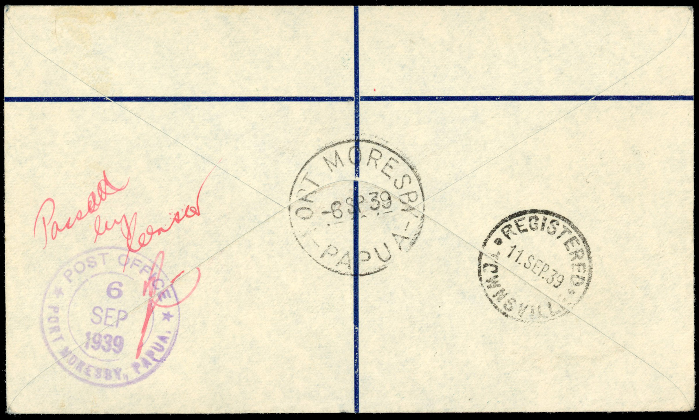 Papua SG 163-7 on censored FDC