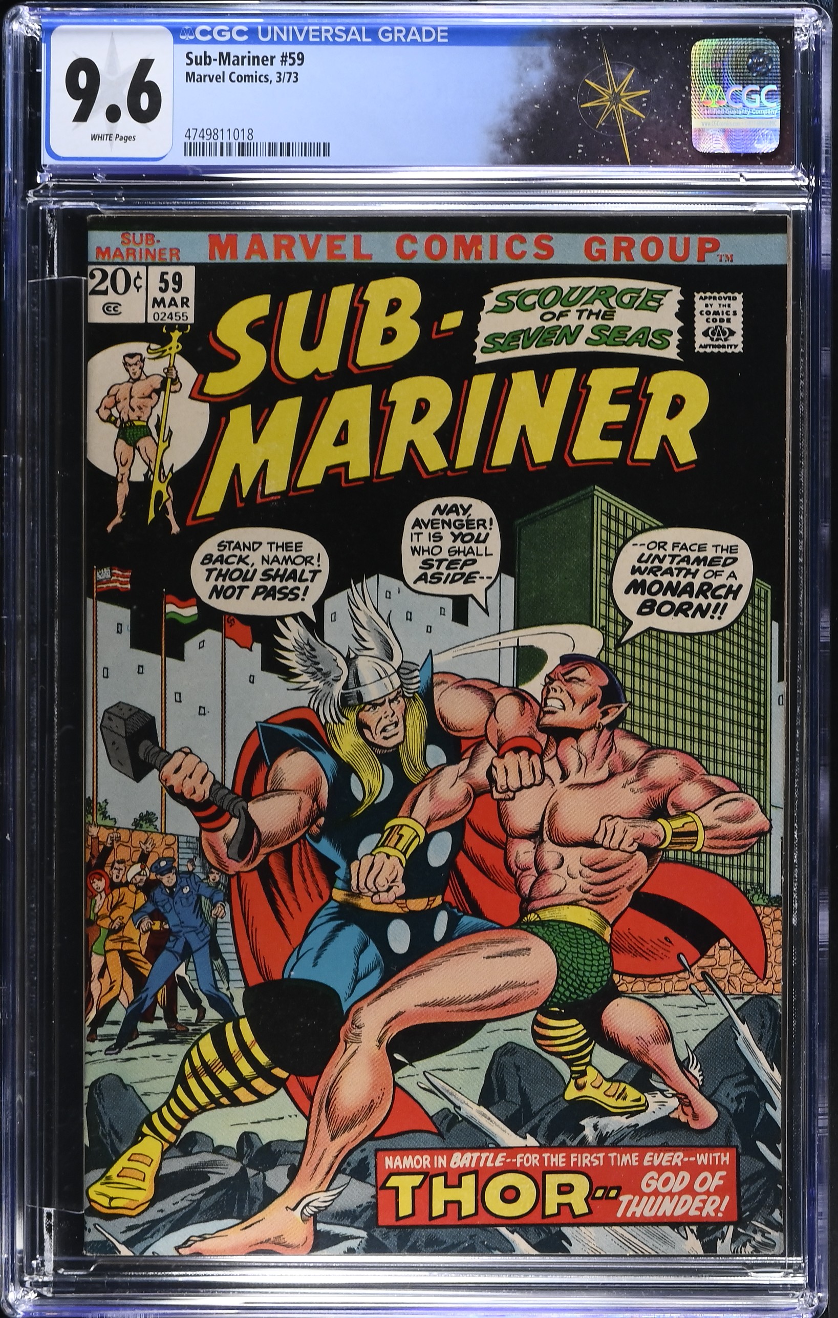 Sub-Mariner #59 CGC 9.6 Sub-Mariner vs. Thor (Marvel Comics, 1973) White Pages