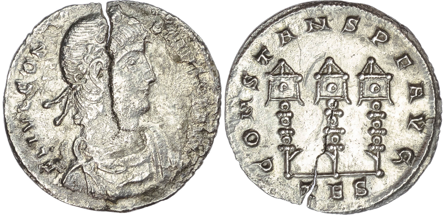 Constans (AD 337-350) AR Miliarense, Thessalonika 3.74g.