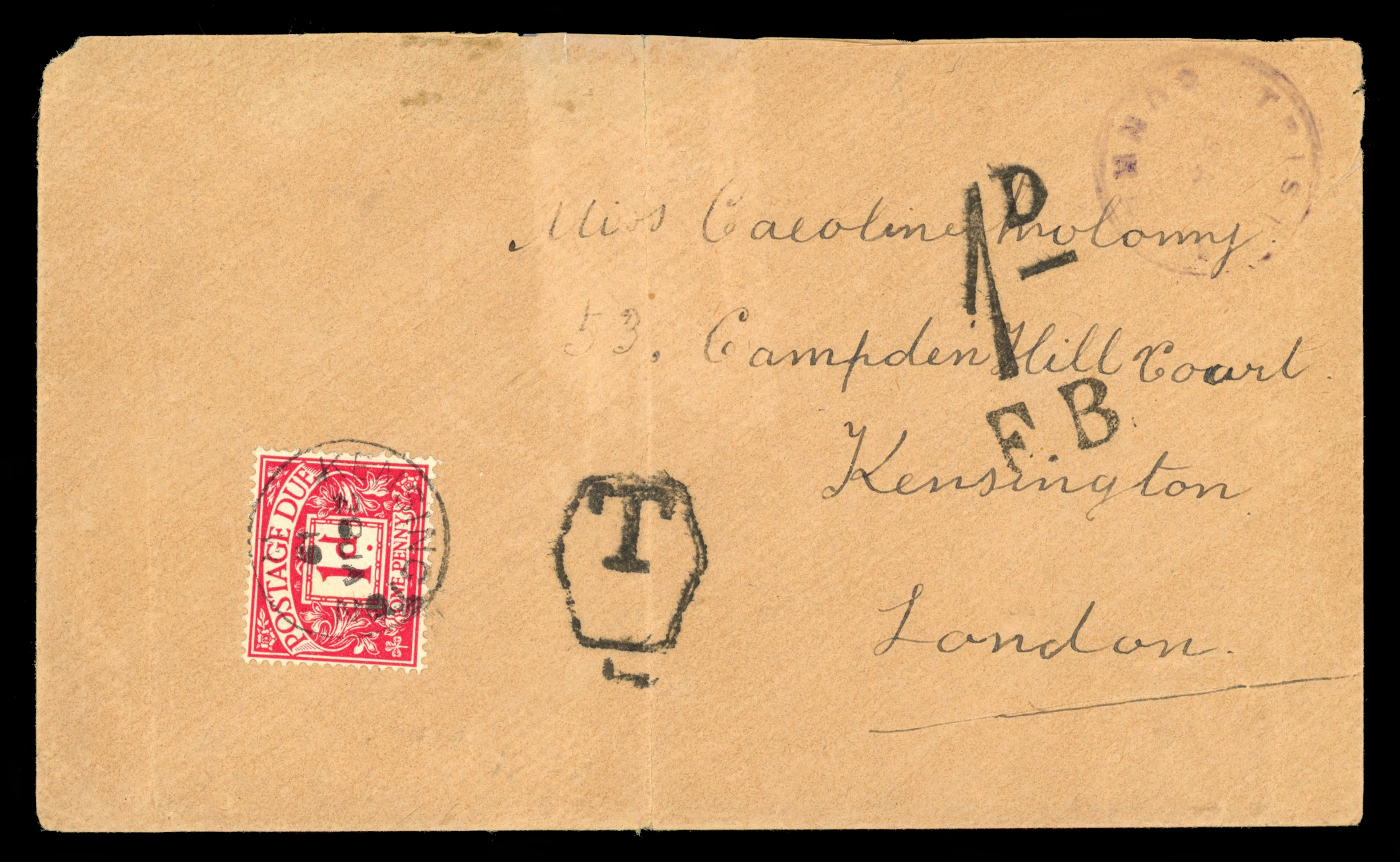 Tristan Da Cunha 1919 stampless cover type I cachet