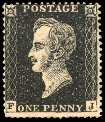 1850 1d Black "Prince Consort" Essay (Finished design) Unused example