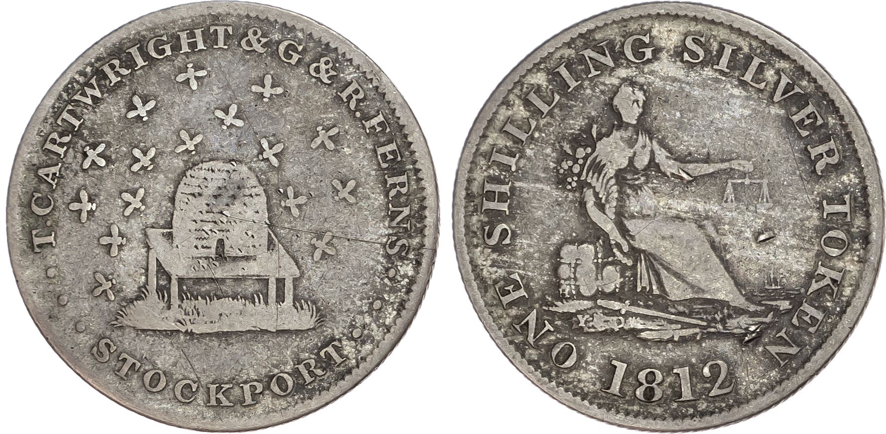 Cheshire, Stockport. G. & R. Ferns T. Cartwright, silver shillings (5).