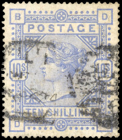 1883-84 10s cobalt on white paper, SG 182