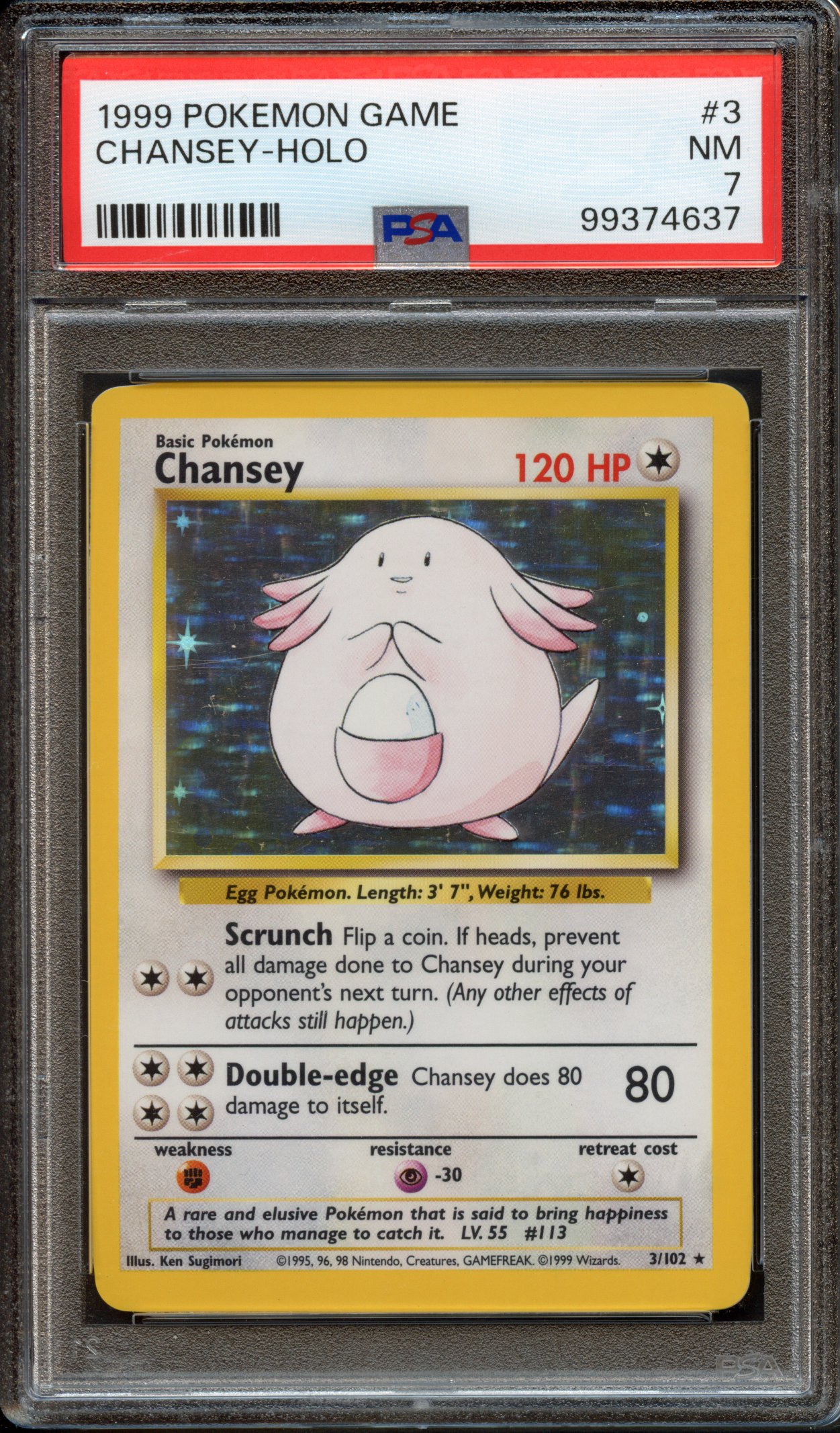 PSA 7 Chansey Holo #3 - Base Set Unlimited 1999