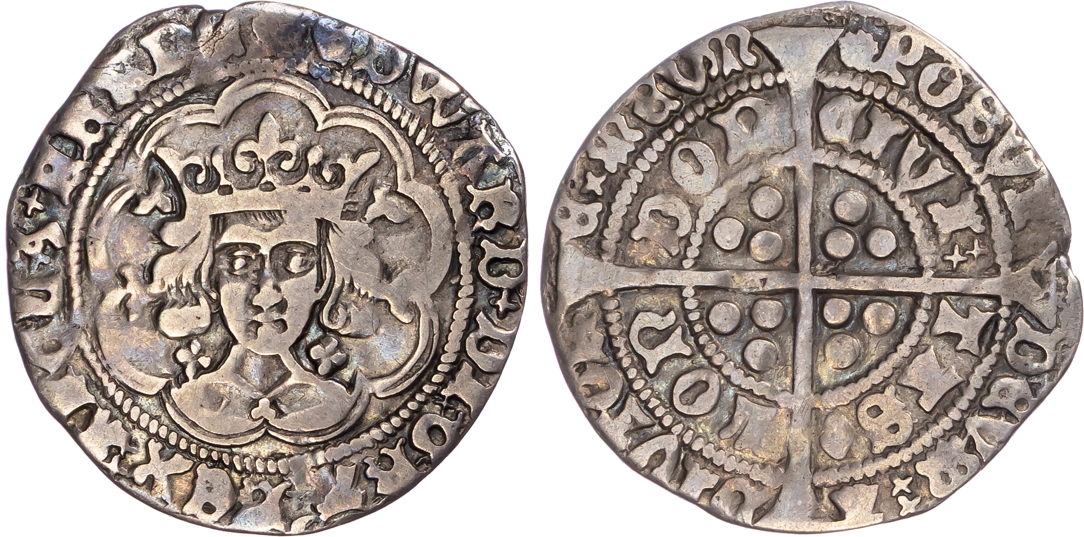 Edward IV (First Reign, 1461-1470), AR Groat, Light Coinage (1464-1470), Class Vb Tower (London) mint.