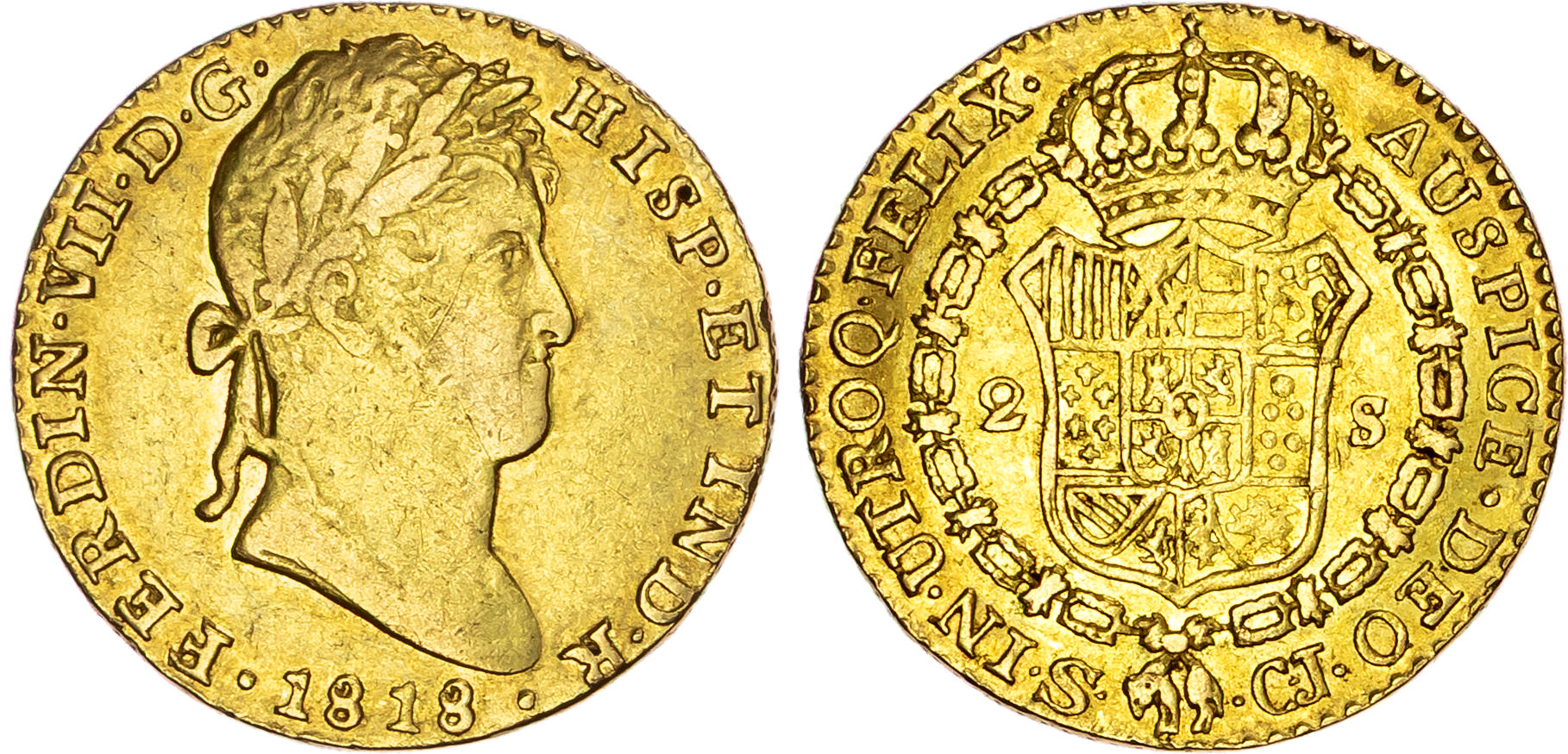 Spain, Ferdinand VII (1808-1833), gold 2 Escudos, 1818