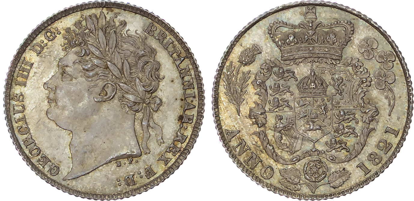 George IV (1820-1830), AR Sixpence, 1821, first reverse.