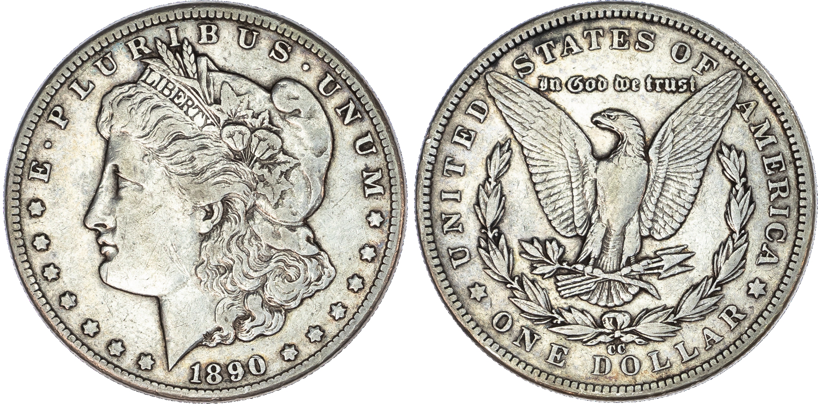 USA, silver Morgan Dollar, 1890, Carson City, 26.64g.
