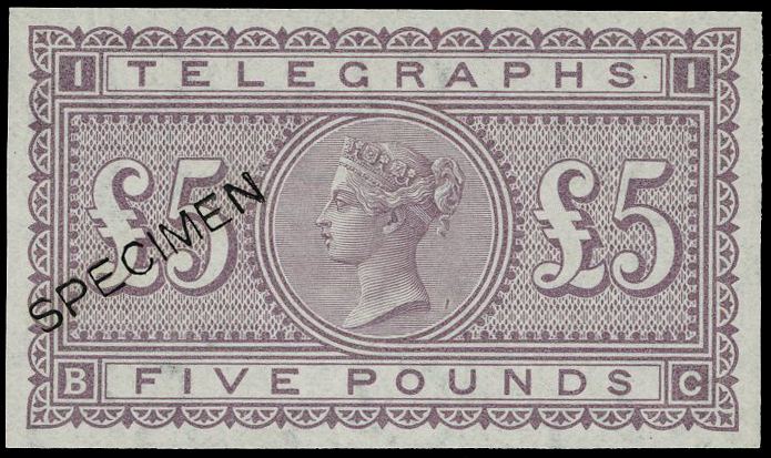 Great Britain 1876 £5 Telegraphs Colour...