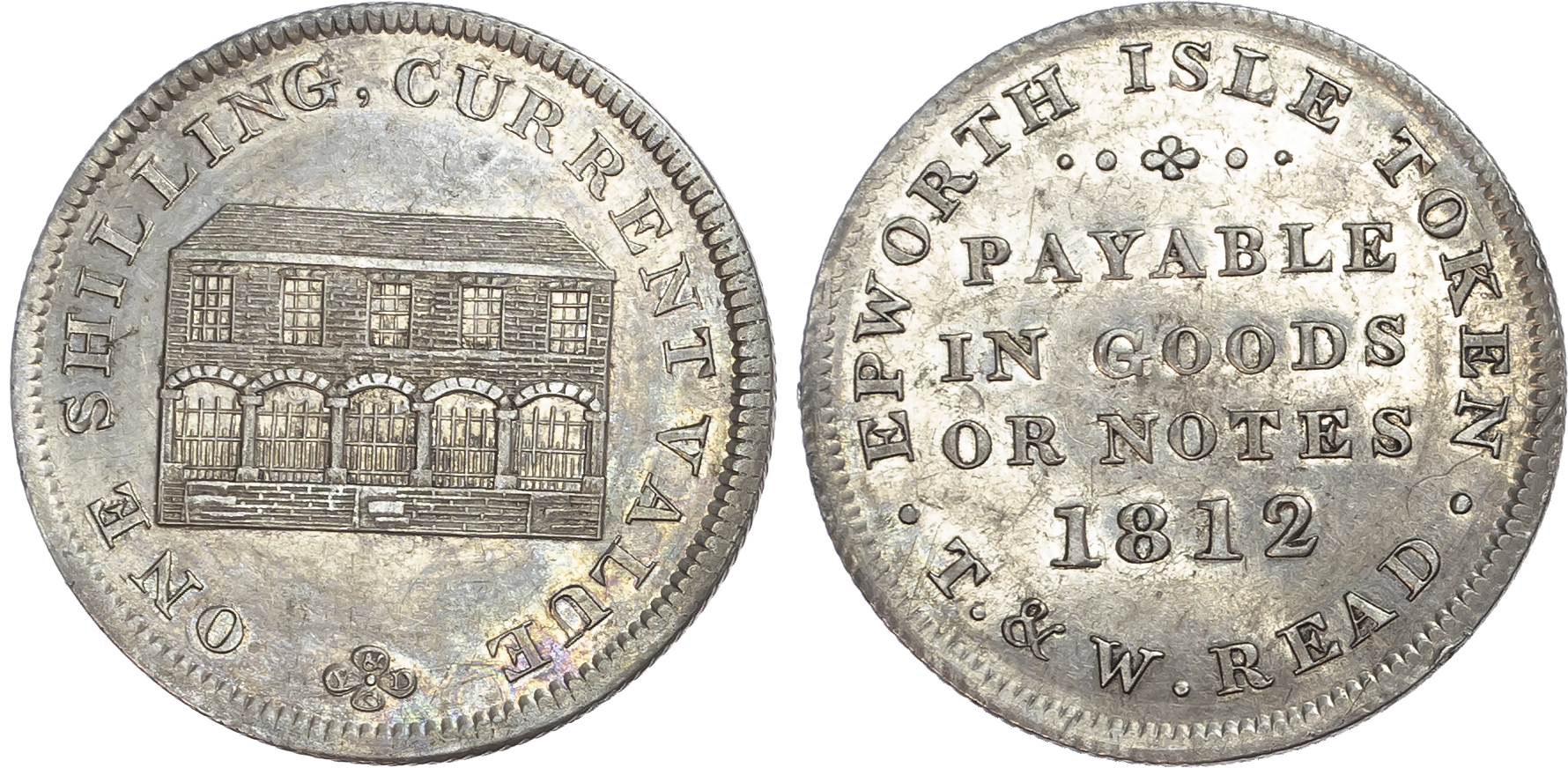 Lincolnshire, Epworth. Thomas and William Read, silver shilling, 1812.
