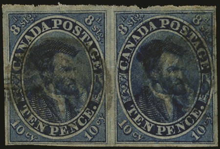 1852-57 10d dull blue 'Jacques Cartier', on thin...