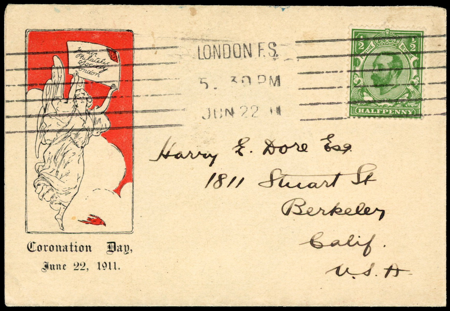 1911 Junior Philatelic Society Envelope. First day 